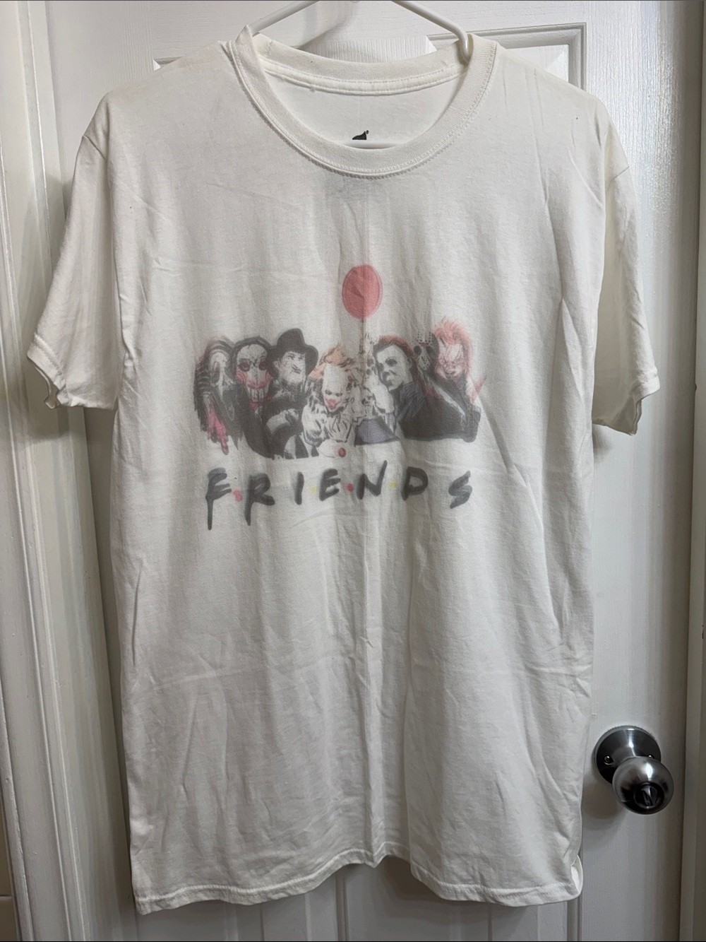 Horror Characters "Friends" Graphic Tee in White with Red Accent